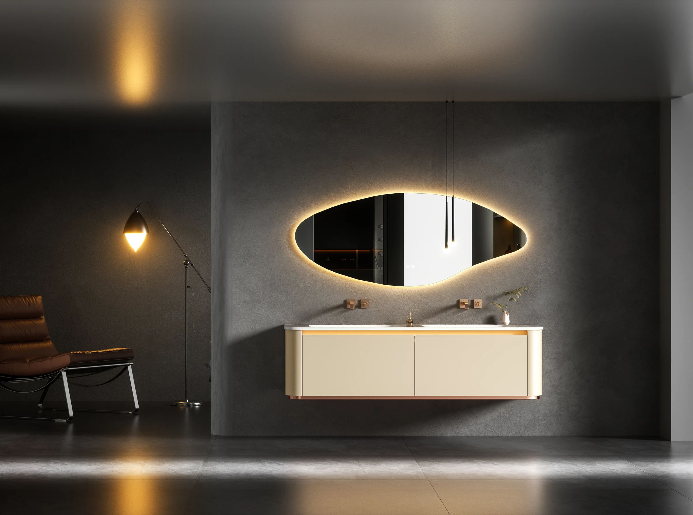 Petraline Model 103 statement stone vanity with seamless stone basin