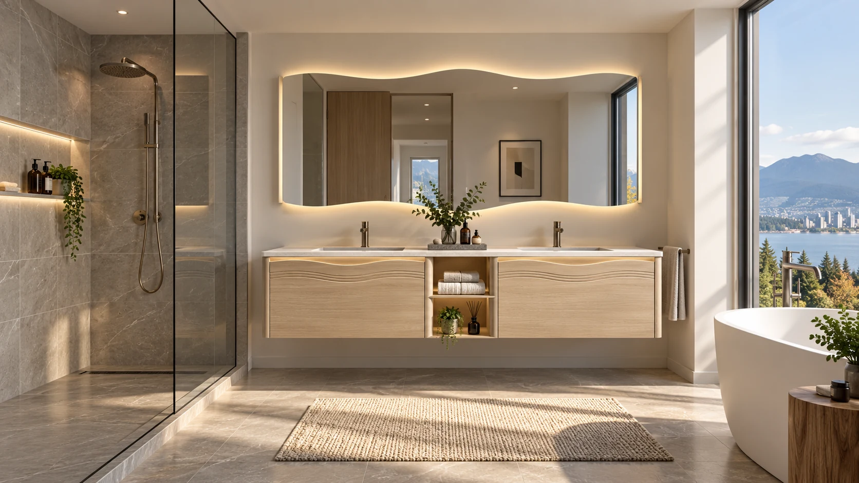 Concept visualization of a coordinated vanity package for a residential project